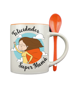 Taza con cucharilla Naranja 2