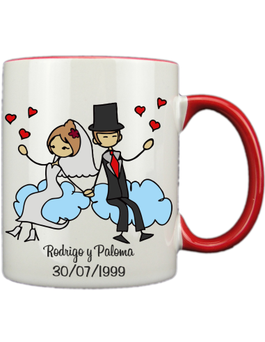Taza blanca con interior y asa de color personalizada, fotoregalo, regalo personalizado, taza con foto