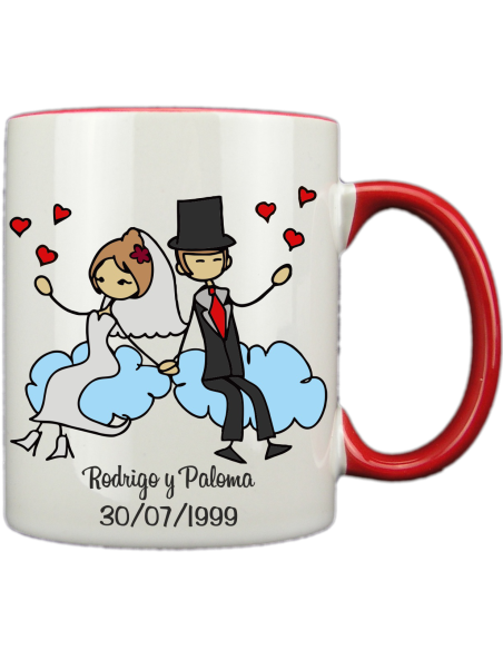 Taza blanca con interior y asa de color personalizada, fotoregalo, regalo personalizado, taza con foto